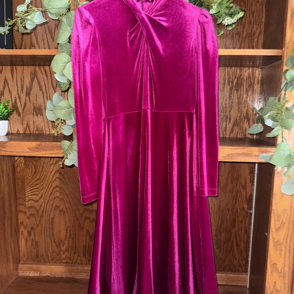Elegant Velvet Dress in Rich Pink
